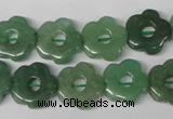 CFG255 15.5 inches 15mm carved flower green aventurine beads