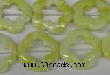 CFG257 15.5 inches 20mm carved flower lemon jade gemstone beads