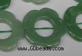 CFG261 15.5 inches 30mm carved flower green aventurine beads