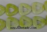 CFG275 15.5 inches 15*15mm carved triangle lemon jade beads