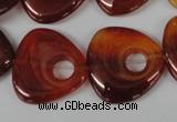 CFG276 15.5 inches 25*25mm carved triangle red agate beads