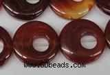 CFG277 15.5 inches 25mm carved donut red agate beads