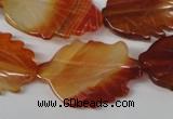 CFG280 15.5 inches 20*30mm carved leaf red agate beads