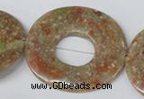 CFG282 15.5 inches 40*45mm carved oval unakite gemstone beads