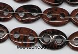 CFG292 15.5 inches 15*20mm carved oval mahogany obsidian beads