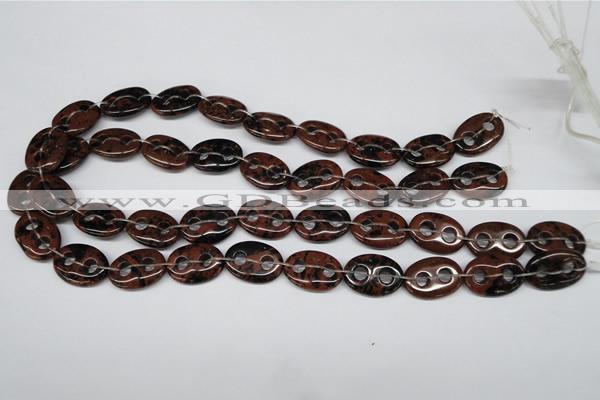 CFG292 15.5 inches 15*20mm carved oval mahogany obsidian beads