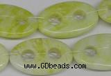 CFG308 15.5 inches 20*30mm carved oval lemon jade gemstone beads