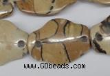 CFG340 22*30mm carved hexagon African leopard skin jasper beads