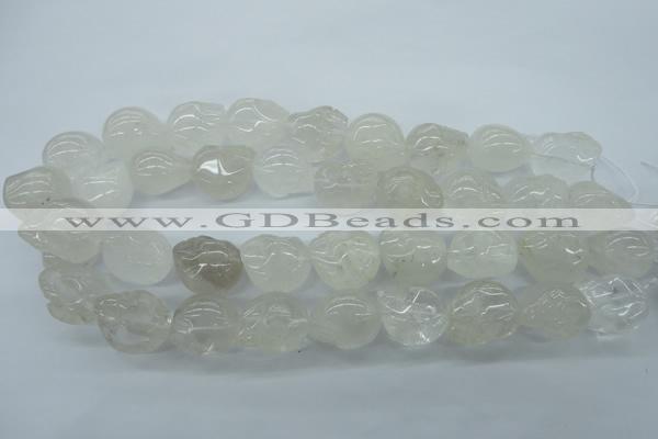 CFG341 15.5 inches 18*22mm carved skull white crystal beads