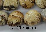 CFG347 15.5 inches 18*19mm carved skull picture jasper beads