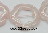 CFG42 15.5 inches 35mm carved flower rose quartz beads wholesale