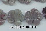 CFG454 15.5 inches 20mm carved flower lilac jasper beads