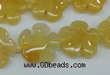 CFG457 15.5 inches 20mm carved flower yellow jade beads