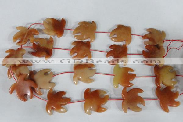 CFG511 15.5 inches 24*28mm carved animal red aventurine beads