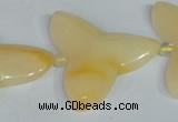 CFG521 15.5 inches 34*37mm carved flower yellow aventurine beads