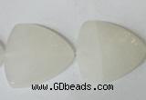 CFG525 15.5 inches 25*25mm carved triangle white jade beads