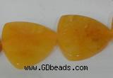 CFG527 15.5 inches 25*25mm carved triangle yellow aventurine beads