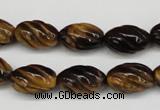 CFG53 15.5 inches 10*16mm carved rice yellow tiger eye gemstone beads