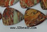 CFG533 15.5 inches 25*25mm carved triangle brecciated jasper beads