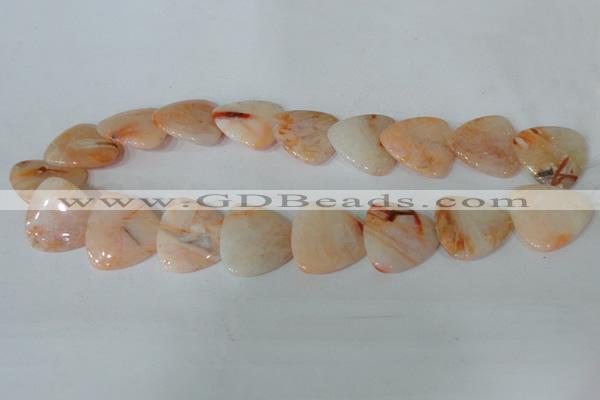 CFG536 15.5 inches 25*25mm carved triangle bamboo leaf agate beads