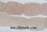 CFG546 15.5 inches 15*20mm carved brick rose quartz beads