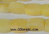 CFG547 15.5 inches 15*20mm carved brick yellow jade beads