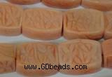 CFG548 15.5 inches 15*20mm carved brick red aventurine beads