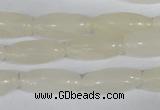 CFG551 15.5 inches 8*20mm carved rice white jade beads