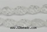 CFG56 15.5 inches 10*16mm carved rice white crystal gemstone beads