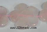 CFG653 15.5 inches 30mm carved flower rose quartz beads