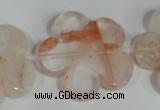 CFG659 15.5 inches 30mm carved flower pink quartz beads