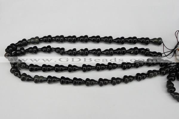 CFG67 15.5 inches 10*15mm carved calabash obsidian gemstone beads