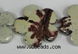 CFG689 15.5 inches 30mm carved flower artistic jasper beads