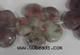 CFG692 15.5 inches 30mm carved flower lilac jasper beads