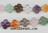 CFG77 15.5 inches 11*11mm carved flower mixed gemstone beads