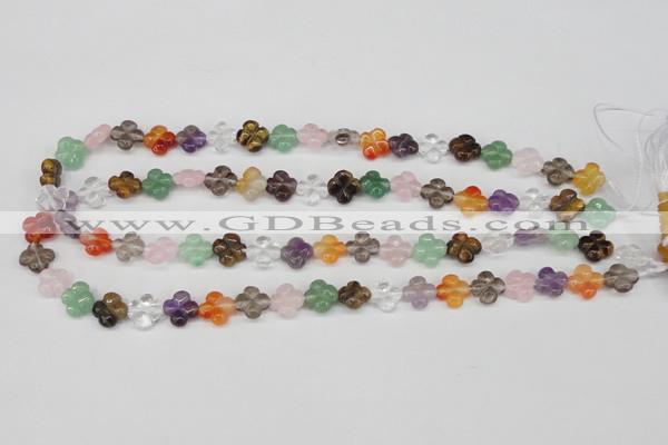 CFG77 15.5 inches 11*11mm carved flower mixed gemstone beads