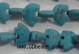 CFG773 15.5 inches 10*15mm carved animal synthetic turquoise beads