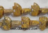 CFG775 15.5 inches 10*15mm carved animal leopard jasper beads