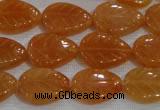 CFG817 12.5 inches 15*20mm carved leaf red aventurine beads wholesale