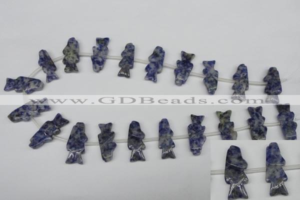 CFG851 Top-drilled 10*26mm carved animal sodalite gemstone beads