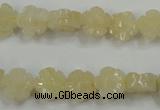 CFG880 15.5 inches 10mm carved flower yellow jade gemstone beads