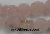 CFG890 15.5 inches 14mm carved flower rose quartz gemstone beads