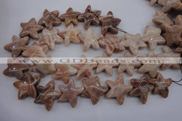 CFG928 15.5 inches 30*33mm carved star moonstone beads