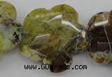 CFG936 32*33mm faceted & carved flower yellow & green opal beads