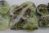 CFG938 15.5 inches 30*33mm carved butterfly yellow & green opal beads