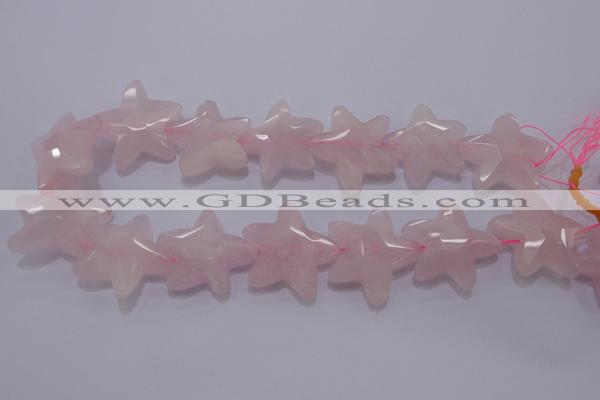 CFG965 15.5 inches 30*33mm faceted & carved star rose quartz beads