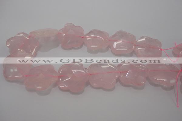 CFG967 15.5 inches 32*33mm faceted & carved flower rose quartz beads