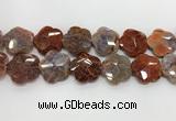 CFG979 15.5 inches 33*33mm carved flower fire agate beads