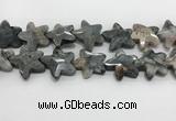 CFG984 15.5 inches 33*33mm carved star eagle eye jasper beads