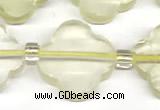 CFG991 15 inches 16mm - 17mm carved flower lemon quartz beads